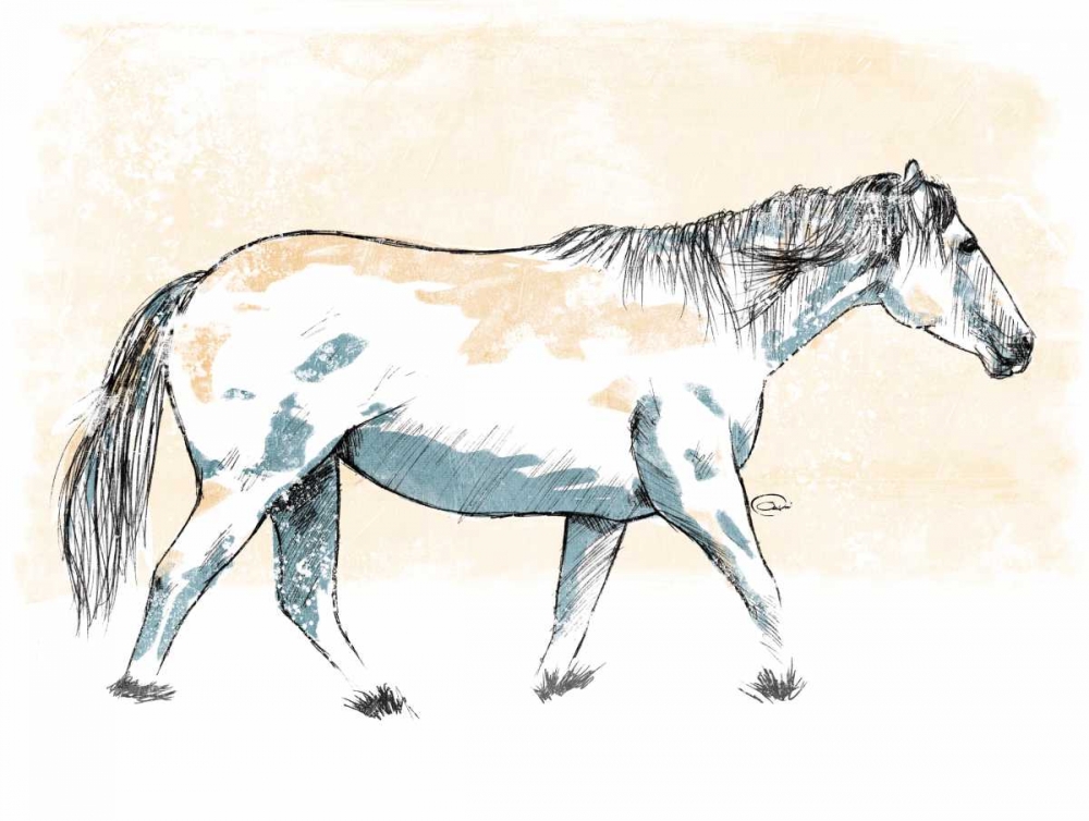 Walking Horse Blue art print by OnRei for $57.95 CAD