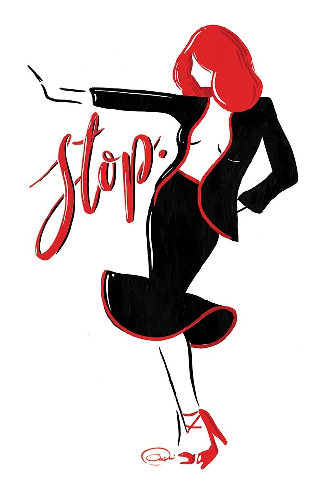Stop Lady In Red art print by OnRei for $57.95 CAD