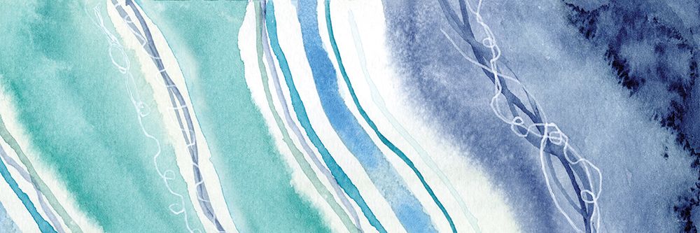 Abstract Blue Teal Waves 4 art print by Patti Bishop for $57.95 CAD
