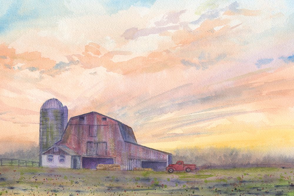 Red Barn At Sunset 1 art print by Patti Bishop for $57.95 CAD