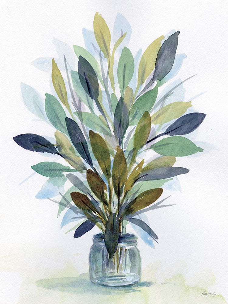 Leaves Jar Blue art print by Patti Bishop for $57.95 CAD