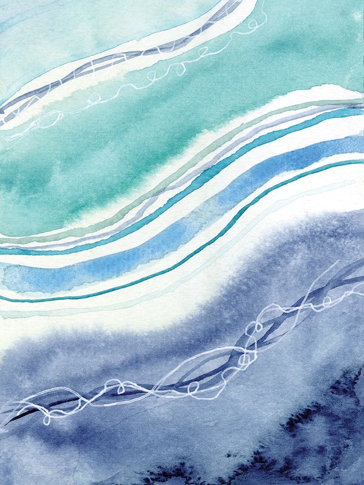 Abstract Blue Teal Waves 1 art print by Patti Bishop for $57.95 CAD