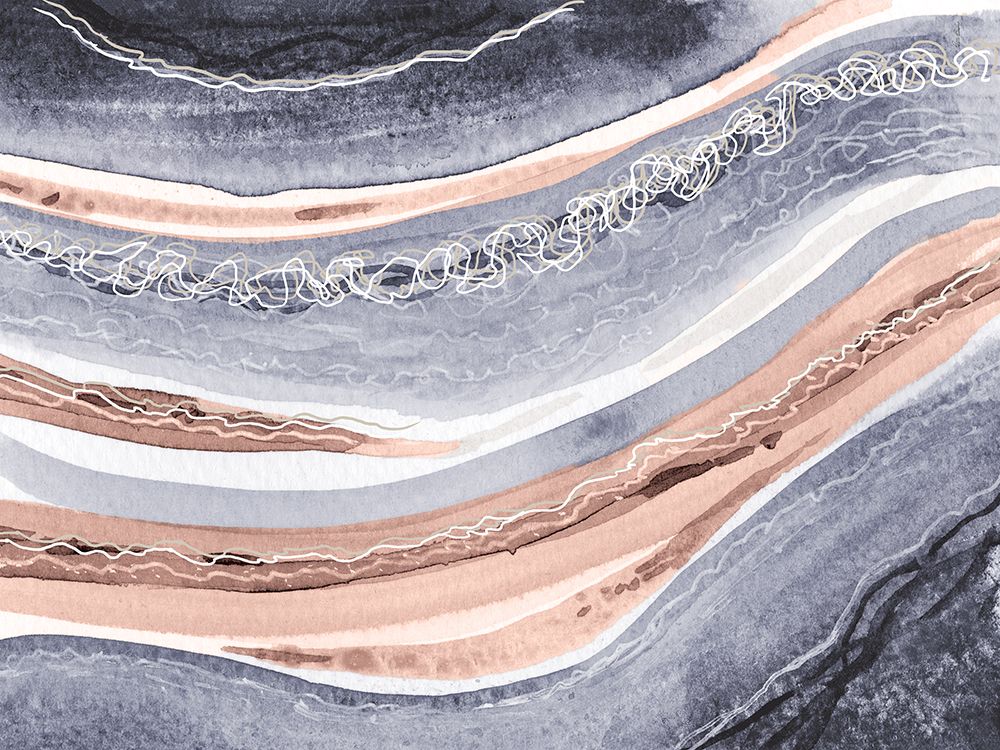 Abstract Blue Peach Rivers 1 art print by Patti Bishop for $57.95 CAD