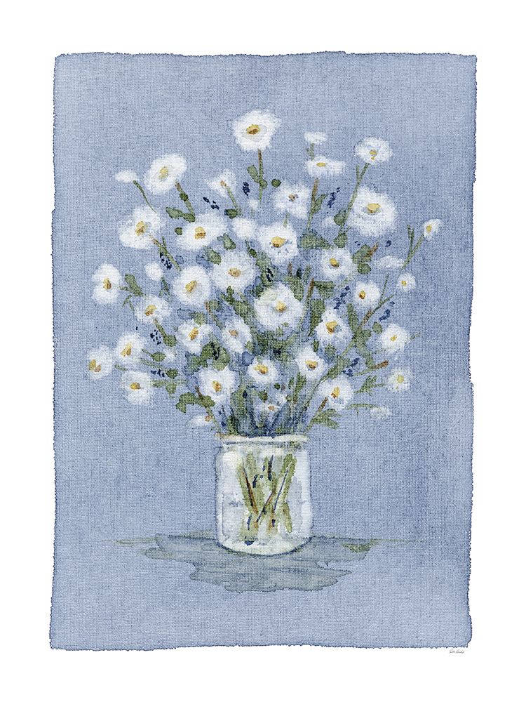 Daisies On Blue Canvas art print by Patti Bishop for $57.95 CAD