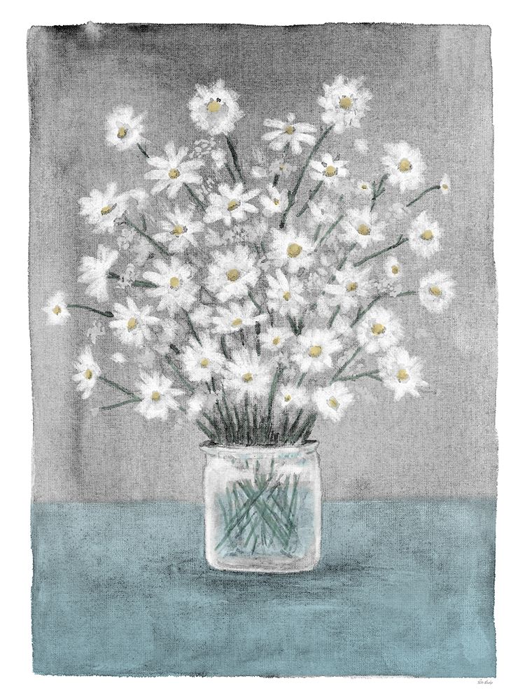 Daisies On Teal Canvas 2 art print by Patti Bishop for $57.95 CAD