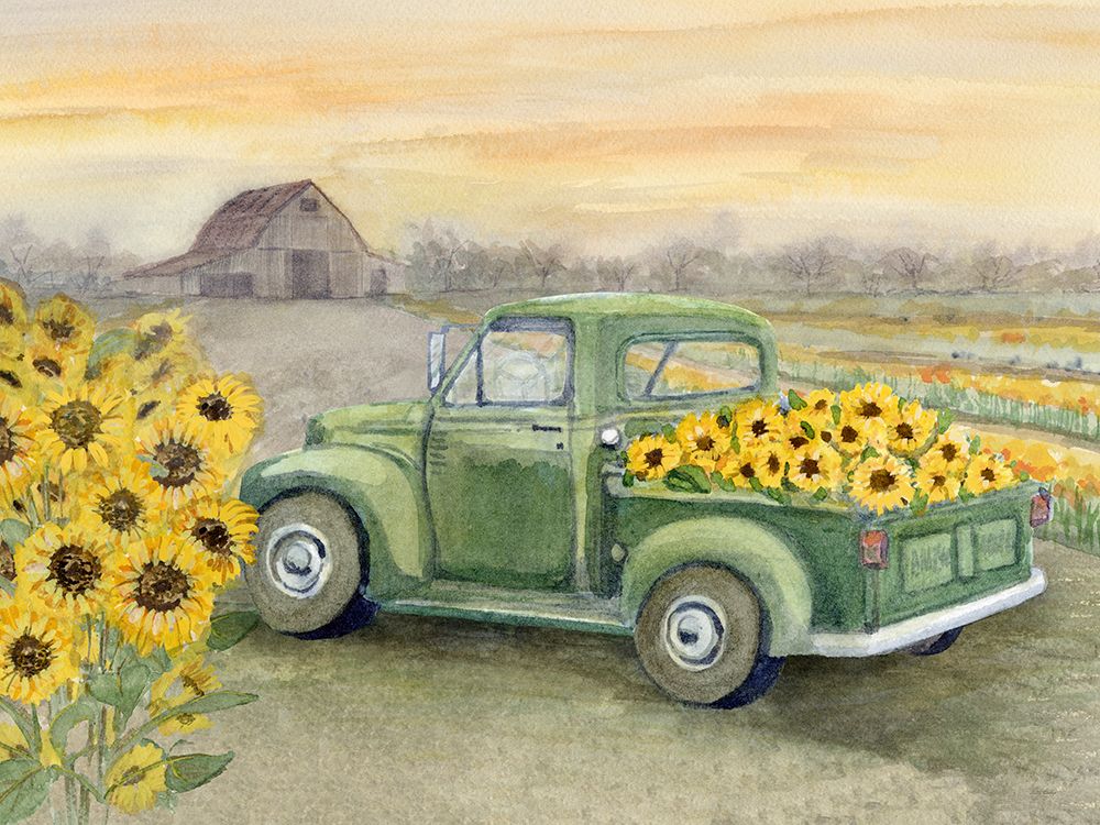 Sunflower Truck Field art print by Patti Bishop for $57.95 CAD