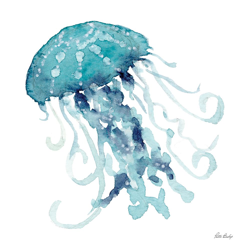 Teal Jelly Fish art print by Patti Bishop for $57.95 CAD