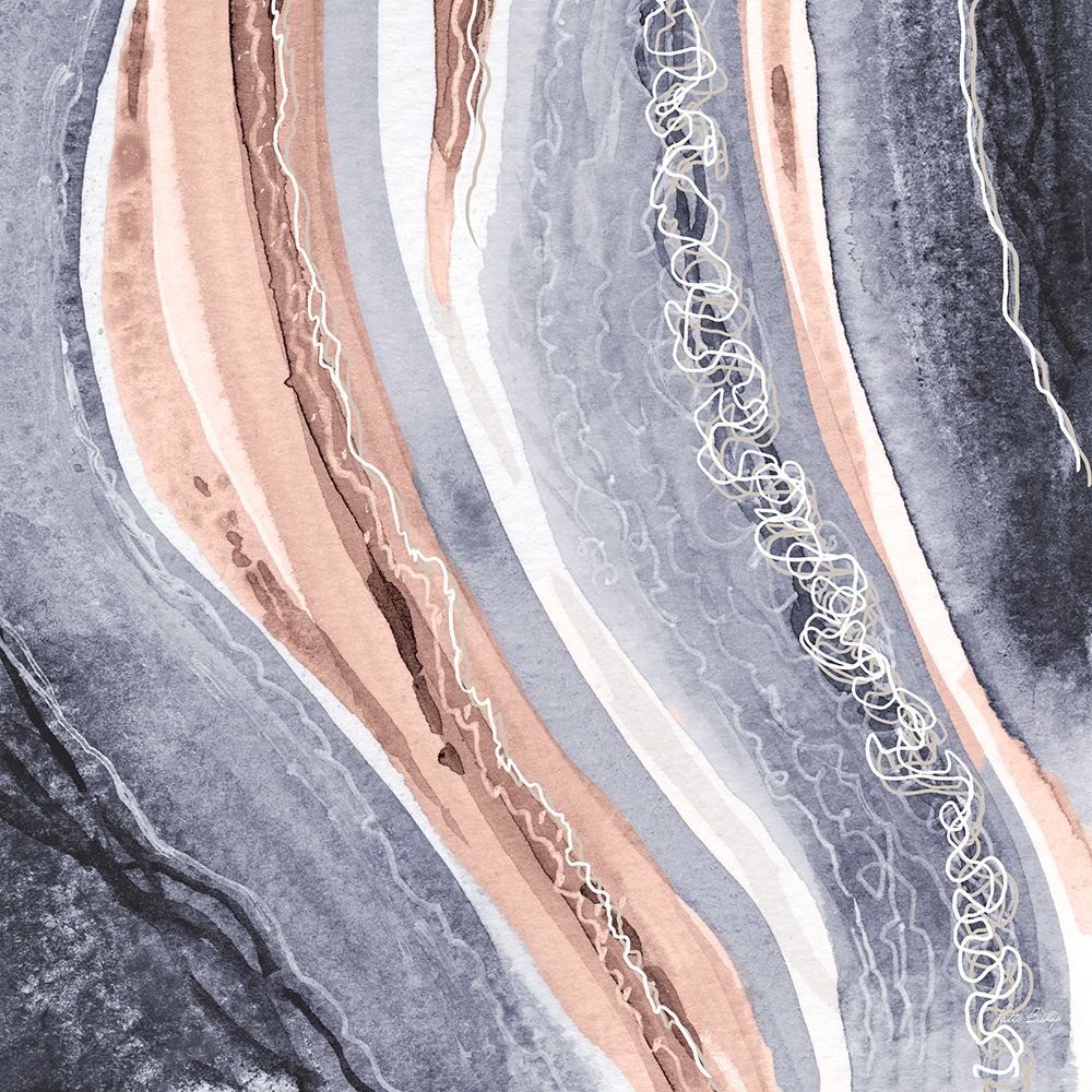 Abstract Blue Peach Rivers 3 art print by Patti Bishop for $57.95 CAD