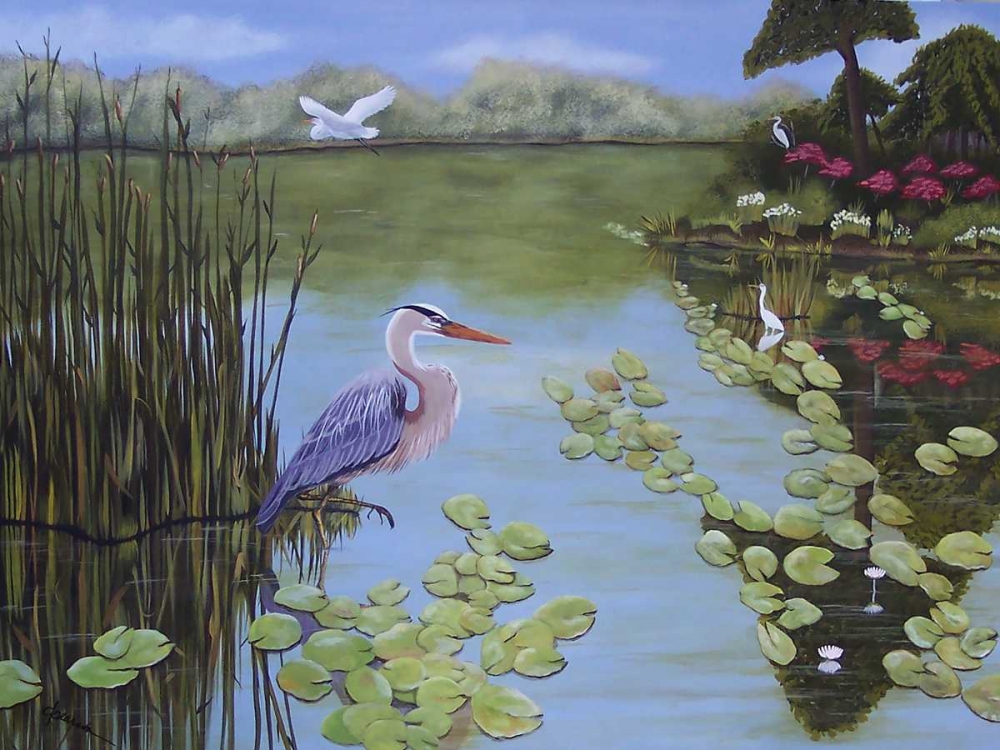 Heron and Egrets art print by Debbie Pearson for $57.95 CAD