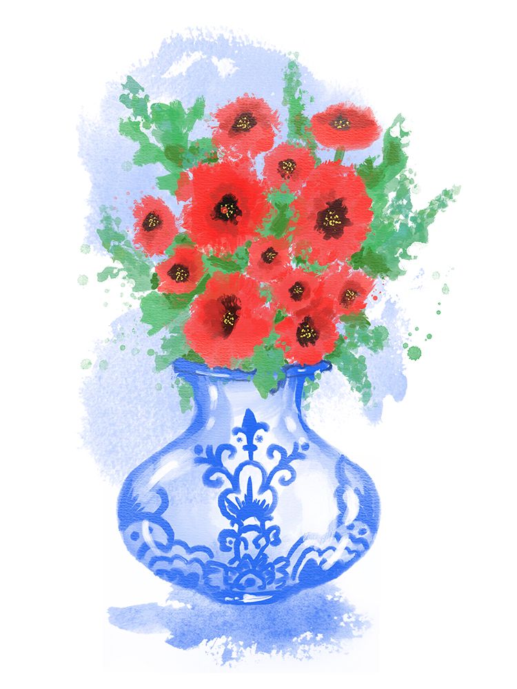 Abstract Floral Blue And White Vase art print by Matthew Piotrowicz for $57.95 CAD