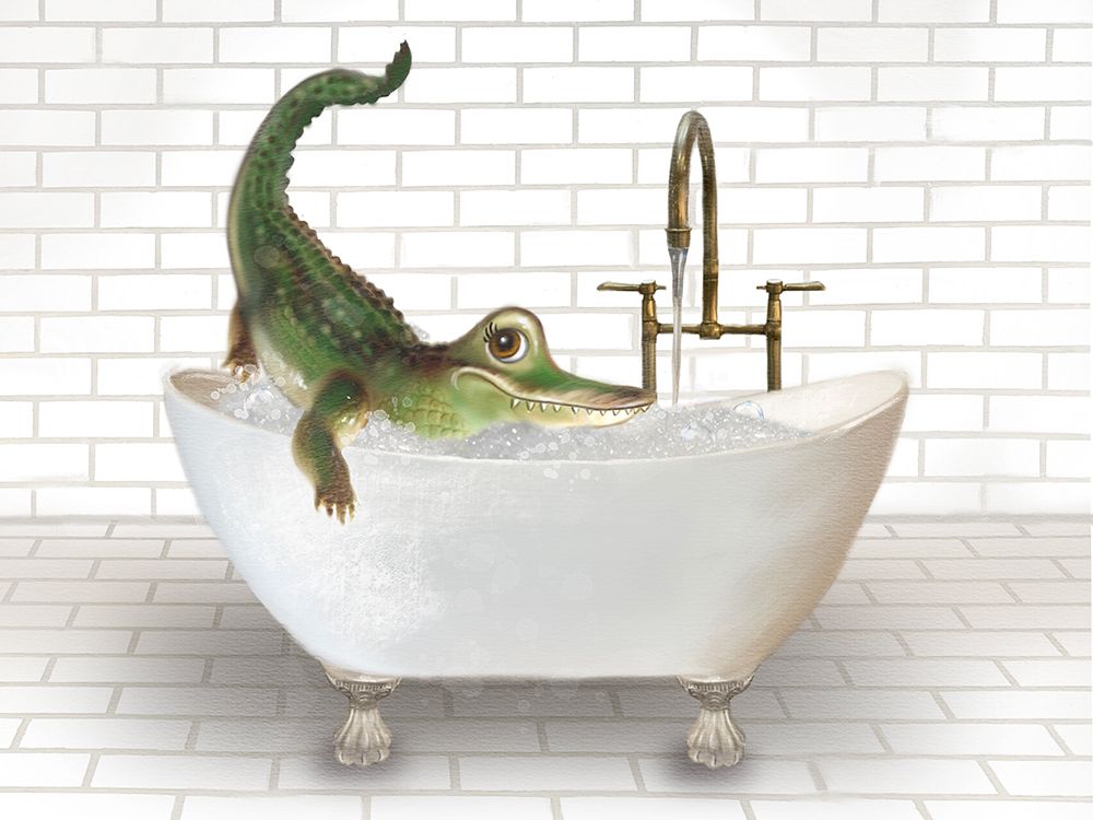 Alligator In Bathtub art print by Matthew Piotrowicz for $57.95 CAD