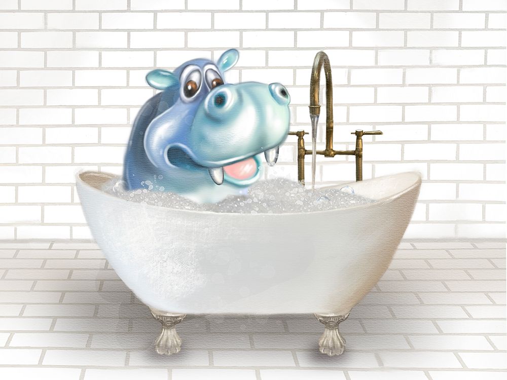 Hippo In Bathtub art print by Matthew Piotrowicz for $57.95 CAD