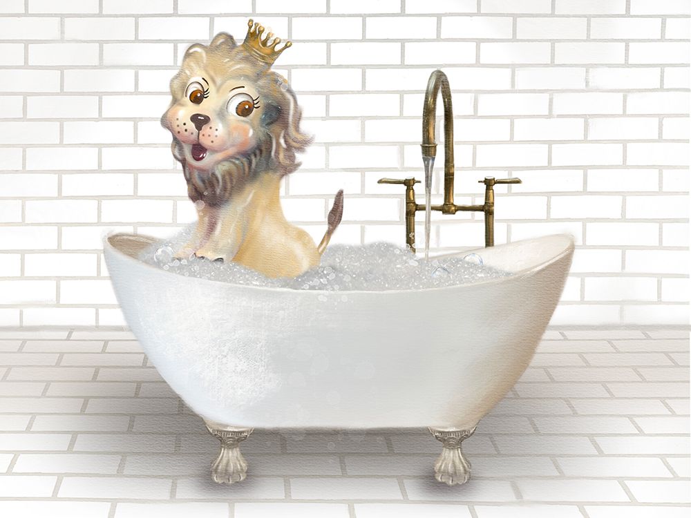Lion In Bathtub art print by Matthew Piotrowicz for $57.95 CAD