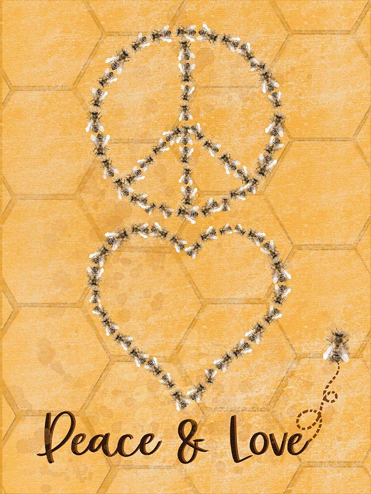 Bees Peace And Love With Bee art print by Matthew Piotrowicz for $57.95 CAD