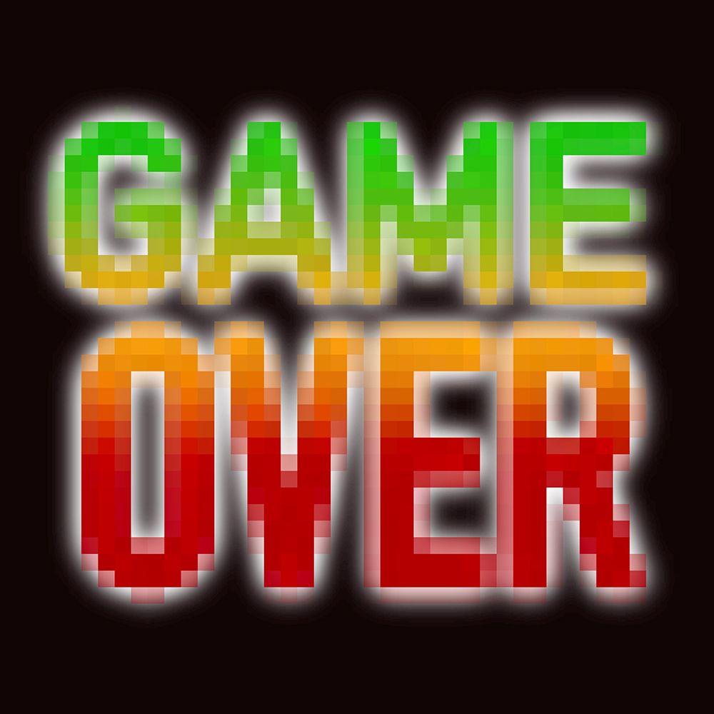 Gaming Pixelated Game Over Black art print by Matthew Piotrowicz for $57.95 CAD