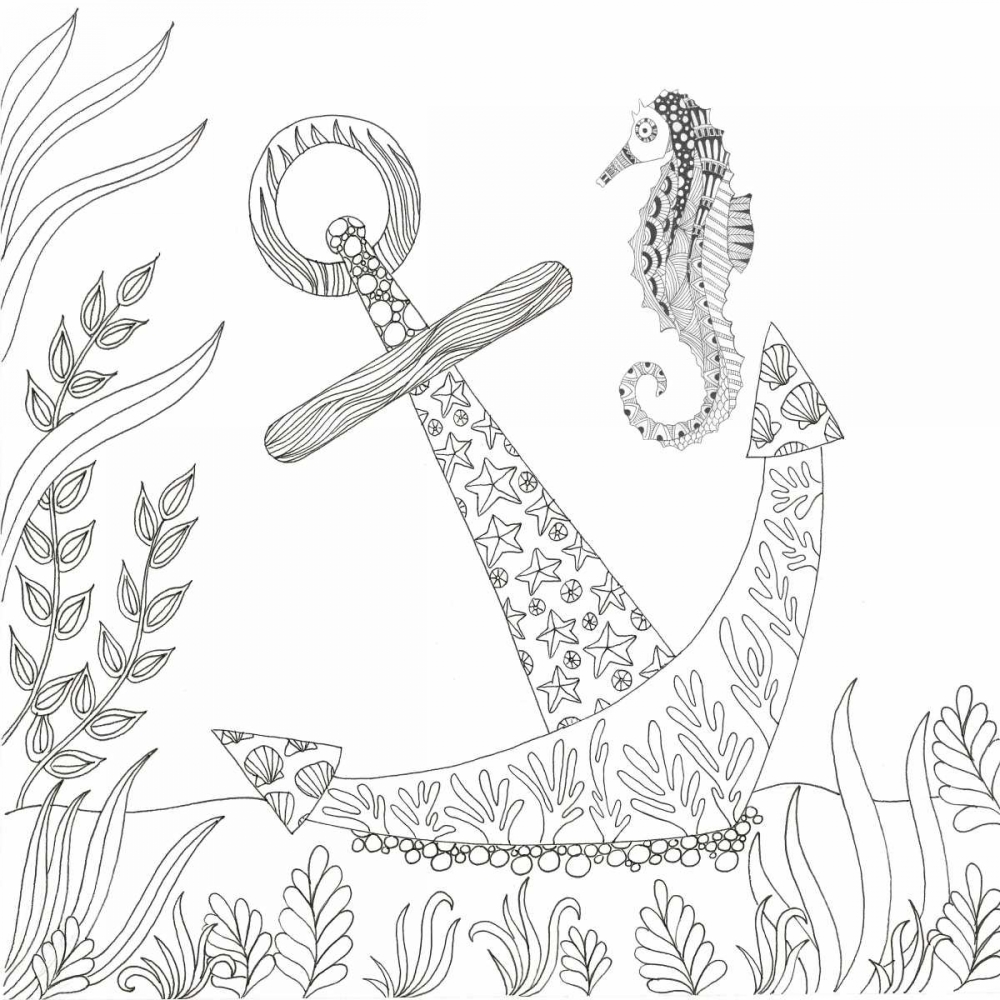 Anchored Seahorse art print by Pam Varacek for $57.95 CAD