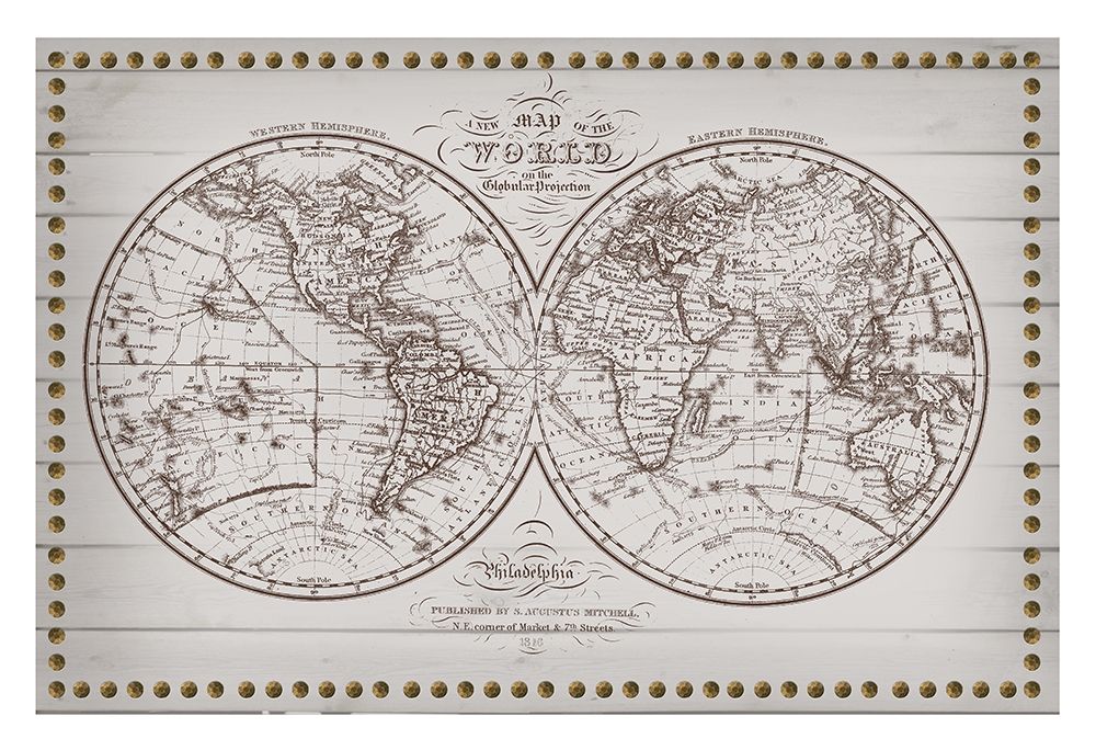 Vintage Wood World Maps 1 art print by Candace Allen for $57.95 CAD