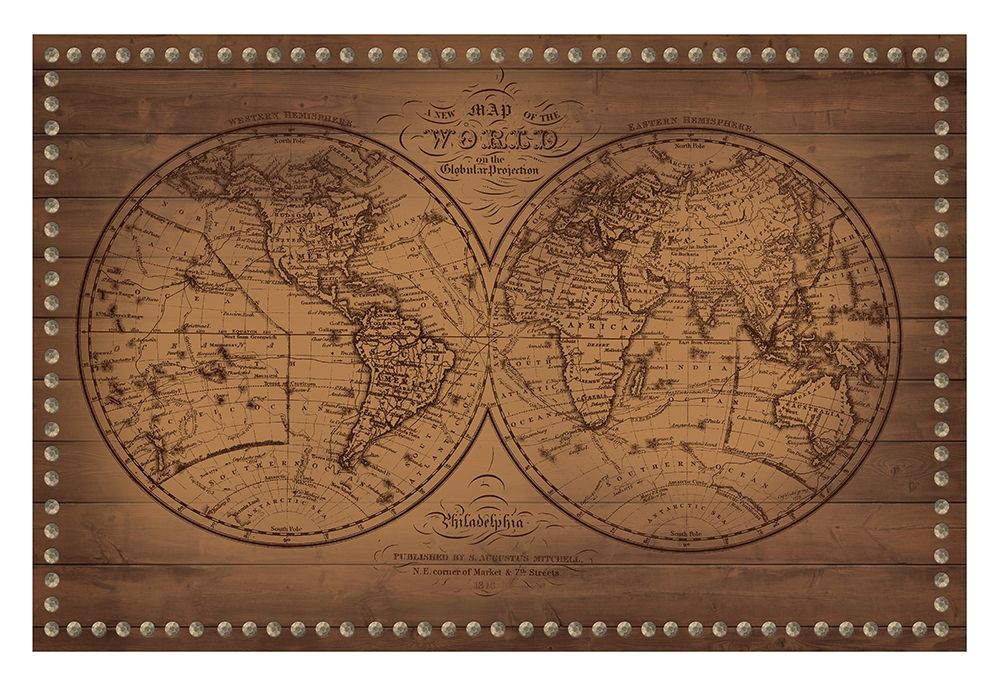 Vintage Wood World Maps 2 art print by Candace Allen for $57.95 CAD