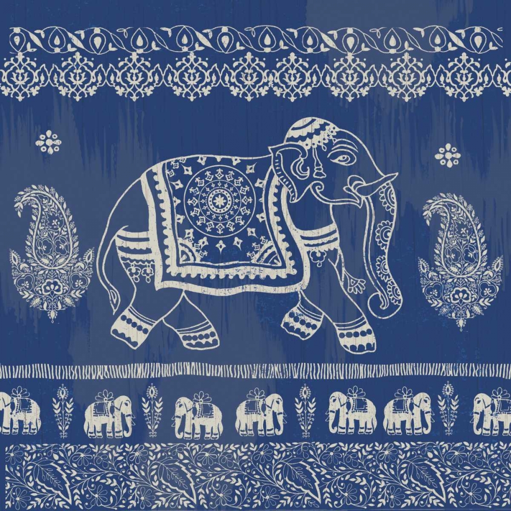 Boho Elephant Blue art print by Candace Allen for $57.95 CAD