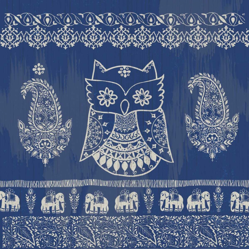 Boho Owl Blue art print by Candace Allen for $57.95 CAD
