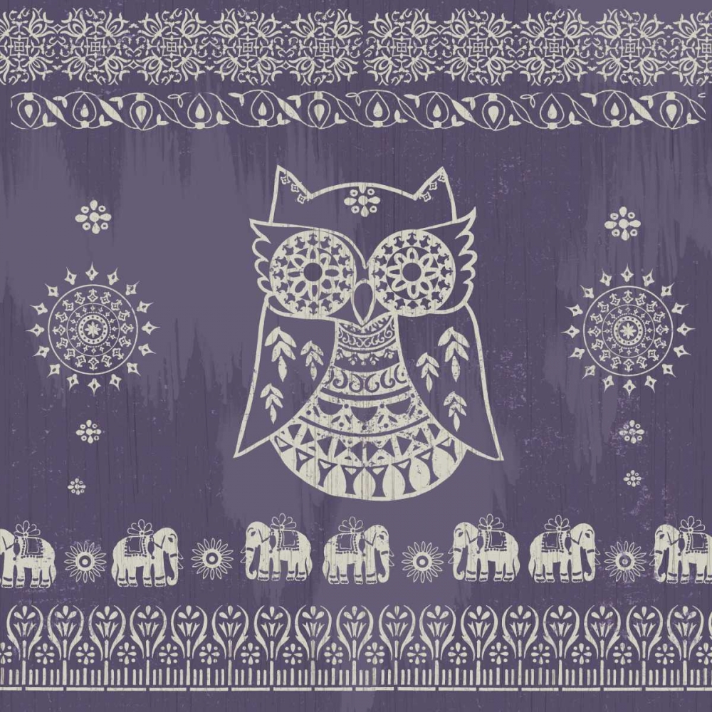 Boho Owl Purple art print by Candace Allen for $57.95 CAD