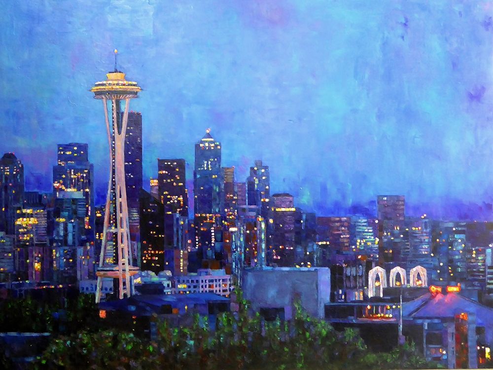 Seattle at Night art print by Sarah Ghanooni for $57.95 CAD