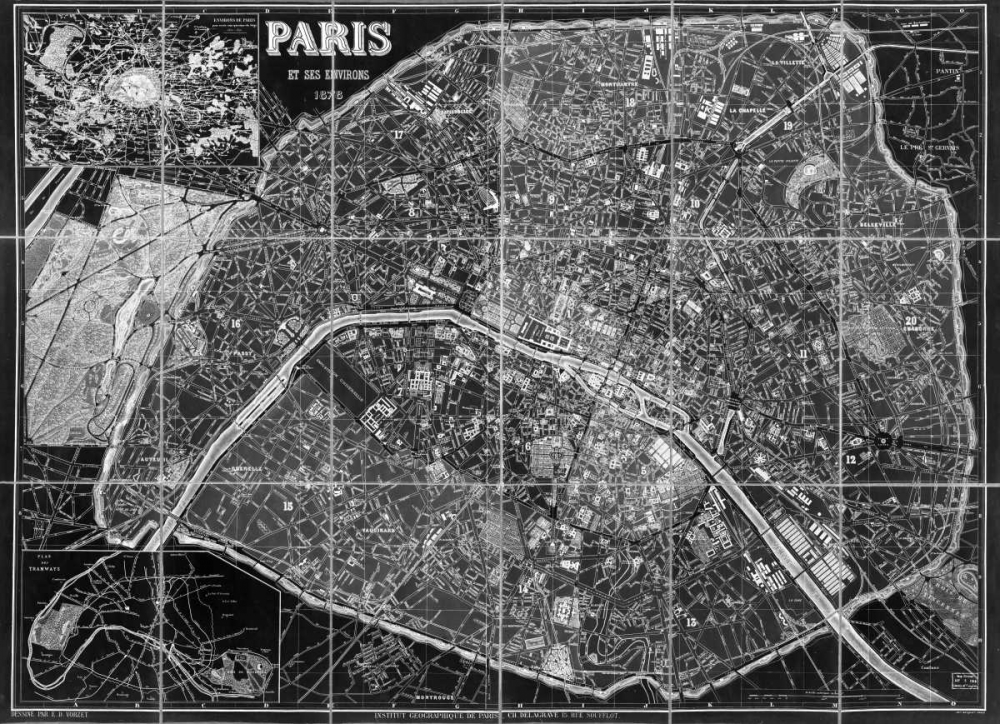Paris Map BW art print by Tina Carlson for $57.95 CAD