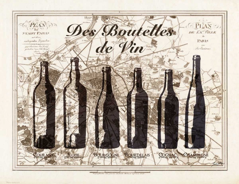 Paris Wine Bottles art print by Tina Carlson for $57.95 CAD