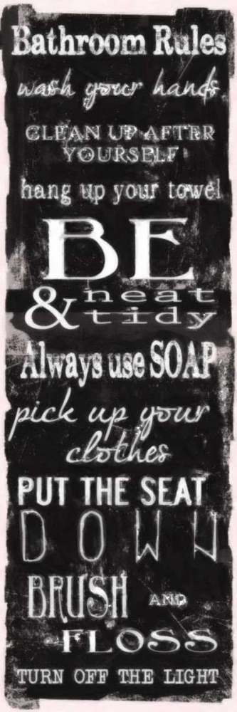Bathroom Rules Black White art print by Taylor Greene for $57.95 CAD