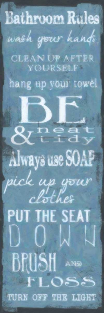 Bathroom Rules Blue White art print by Taylor Greene for $57.95 CAD