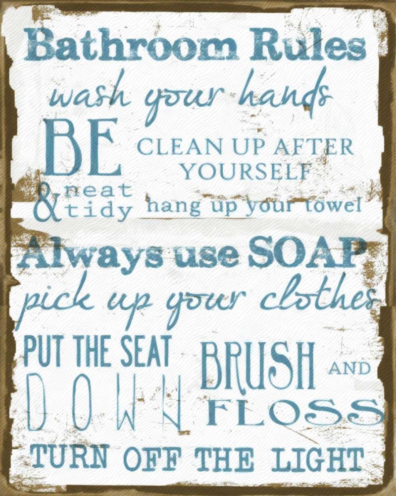 BATHROOM RULES WHITE art print by Taylor Greene for $57.95 CAD