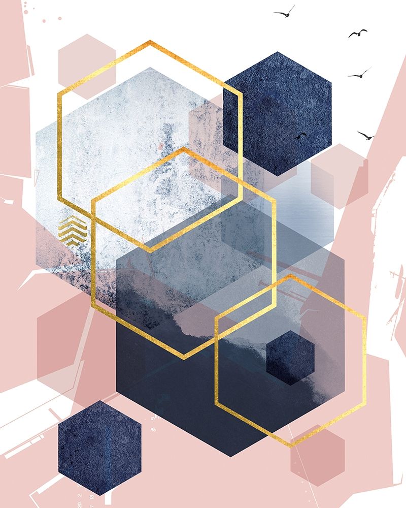 Abstract Navy Blush Gold 1 art print by Urban Epiphany for $57.95 CAD