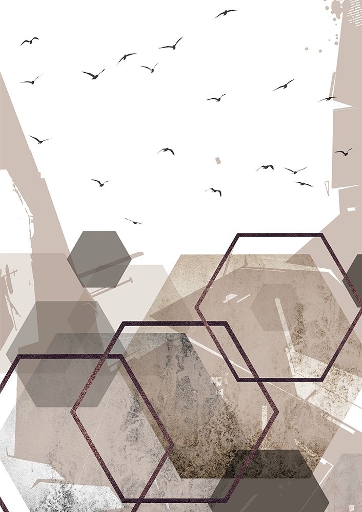 Abstract Hexagons Beige 2 art print by Urban Epiphany for $57.95 CAD