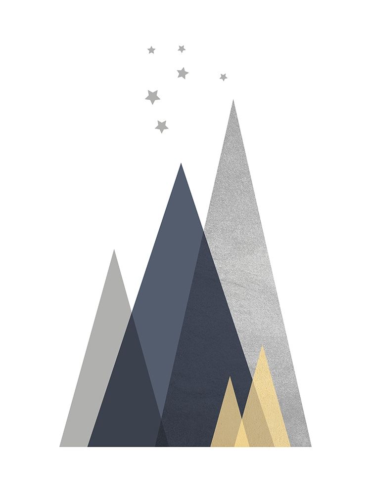 Navy Yellow Grey Mountains 1 art print by Urban Epiphany for $57.95 CAD