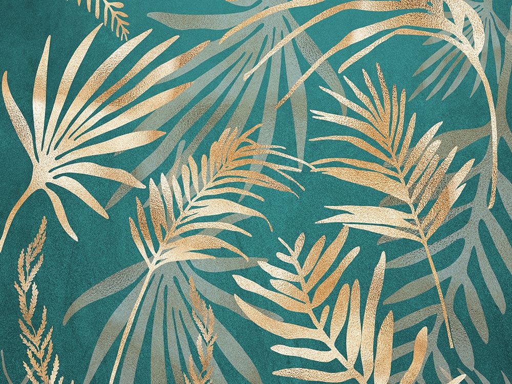 Glam Leaves Teal 1 art print by Urban Epiphany for $57.95 CAD