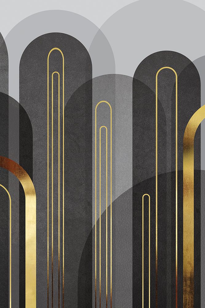 MidCentury Arches Black Gold 2 art print by Urban Epiphany for $57.95 CAD