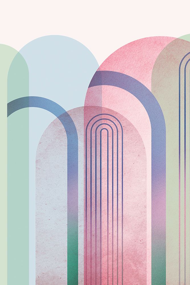Mid Century Arches Pastel Rainbows 1 art print by Urban Epiphany for $57.95 CAD
