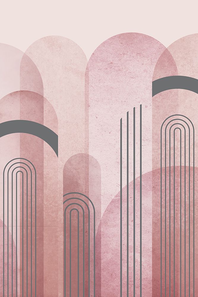 Mid Century Arches Pink Gray 1 art print by Urban Epiphany for $57.95 CAD