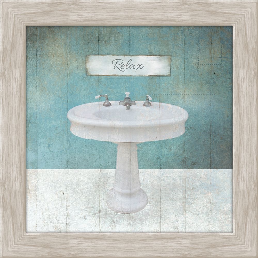 Wood Framed Aqua Bath Sink art print by Victoria Brown for $57.95 CAD