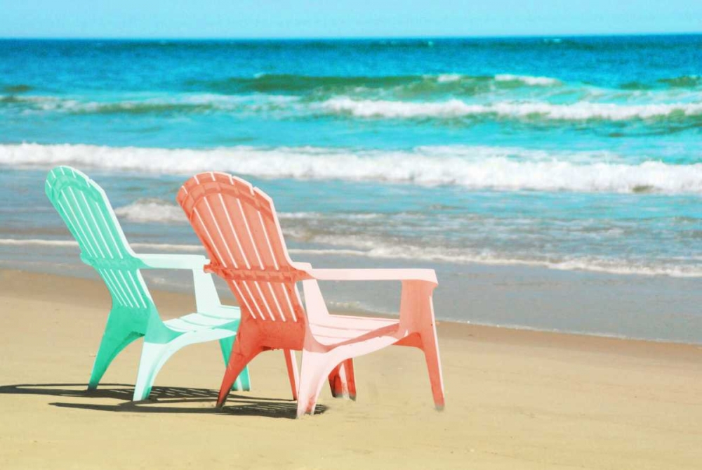 Adirondak Chairs on the beach art print by Suzanne Foschino for $57.95 CAD
