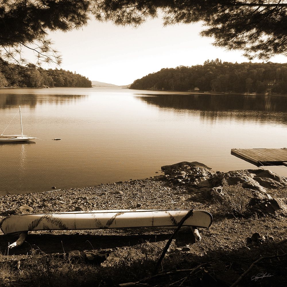 Canoe on Shore sepia art print by Suzanne Foschino for $57.95 CAD