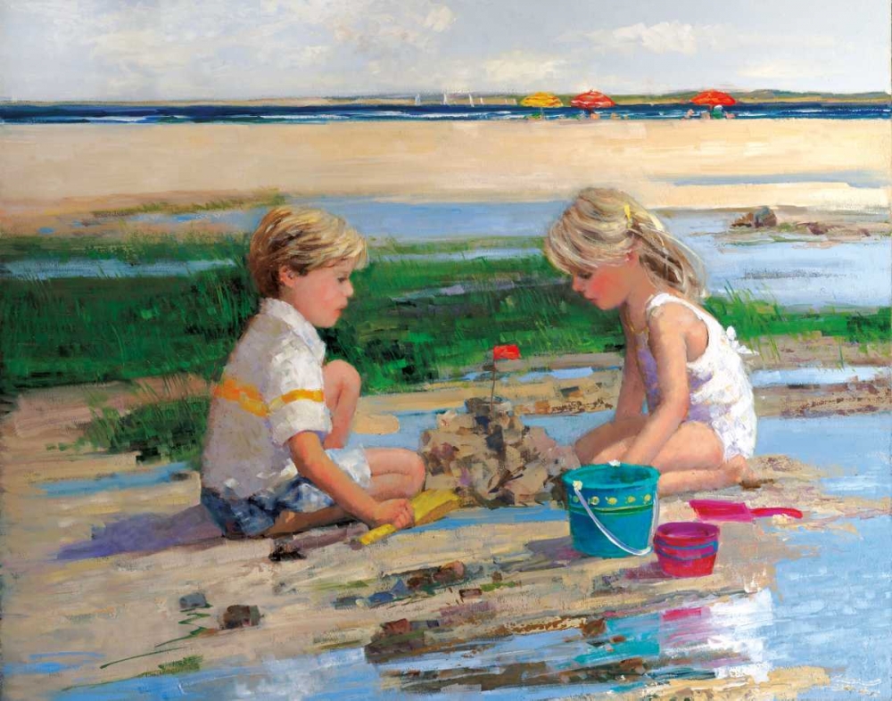 Building Sand Castles art print by Sally Swatland for $57.95 CAD