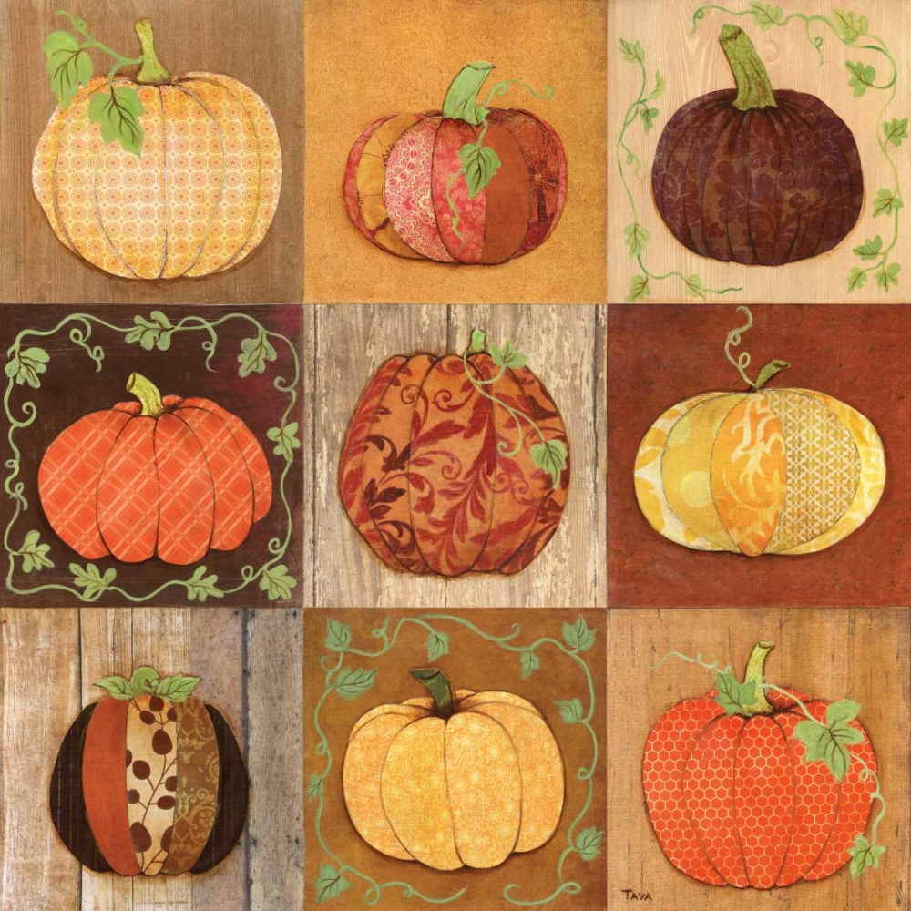 9 Patch Pumpkins art print by Janet Tava for $57.95 CAD