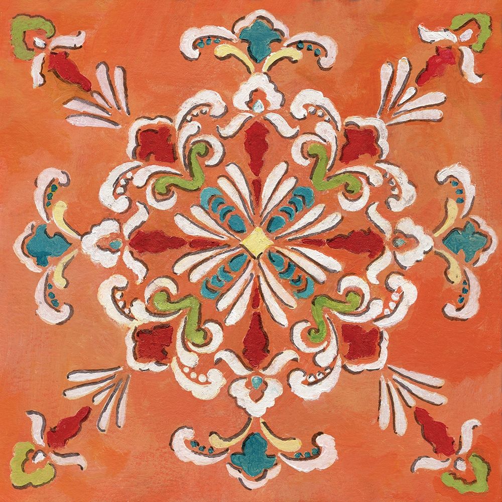 Orange Bandana Mosaic art print by Nan for $57.95 CAD