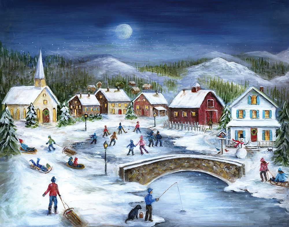 Moonlit Skaters art print by Marilyn Dunlap for $57.95 CAD