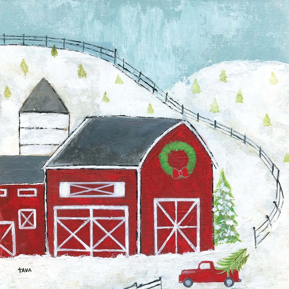 Christmas Barn art print by Tava Studios for $57.95 CAD