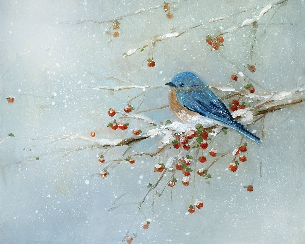 Blue Bird in Winter art print by Sally Swatland for $57.95 CAD