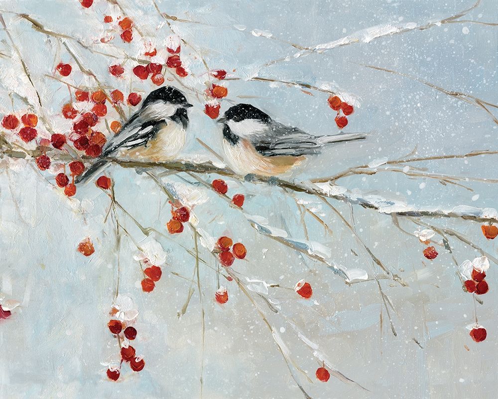 Chickadees in Winter art print by Sally Swatland for $57.95 CAD