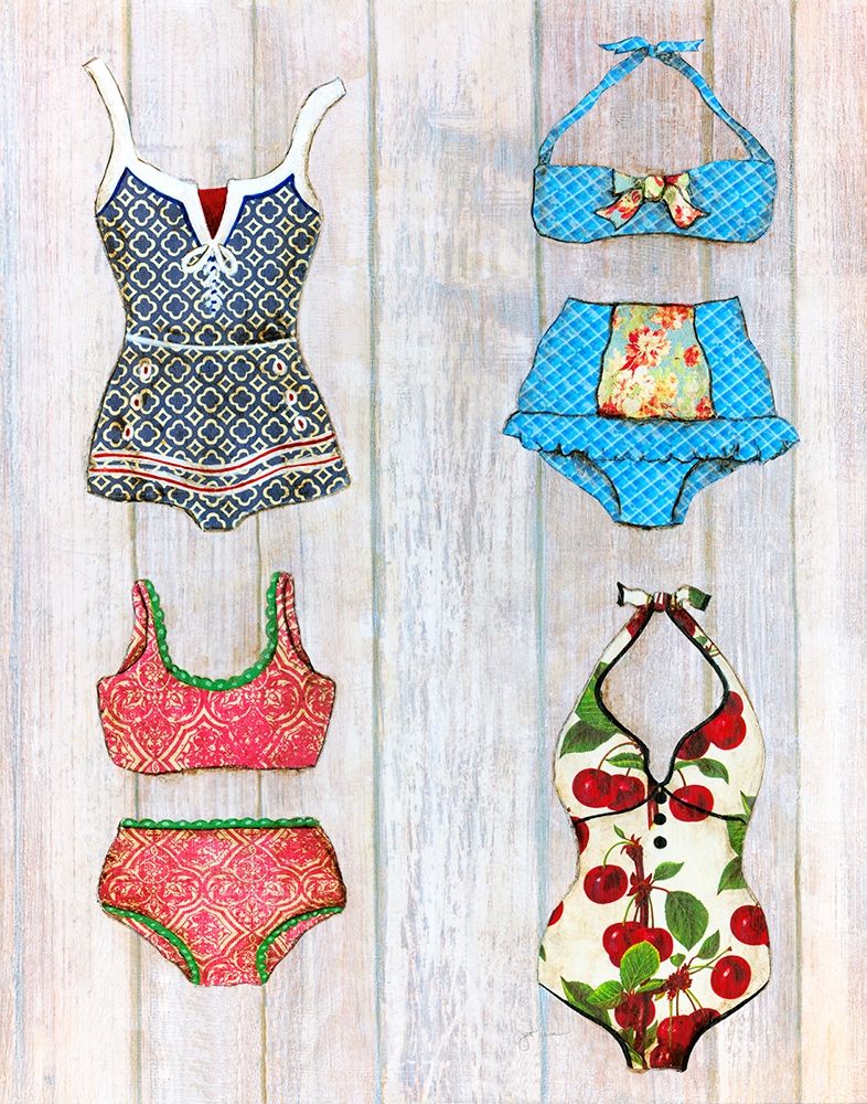 Vintage Bathing Suits I art print by Tava Studios for $57.95 CAD