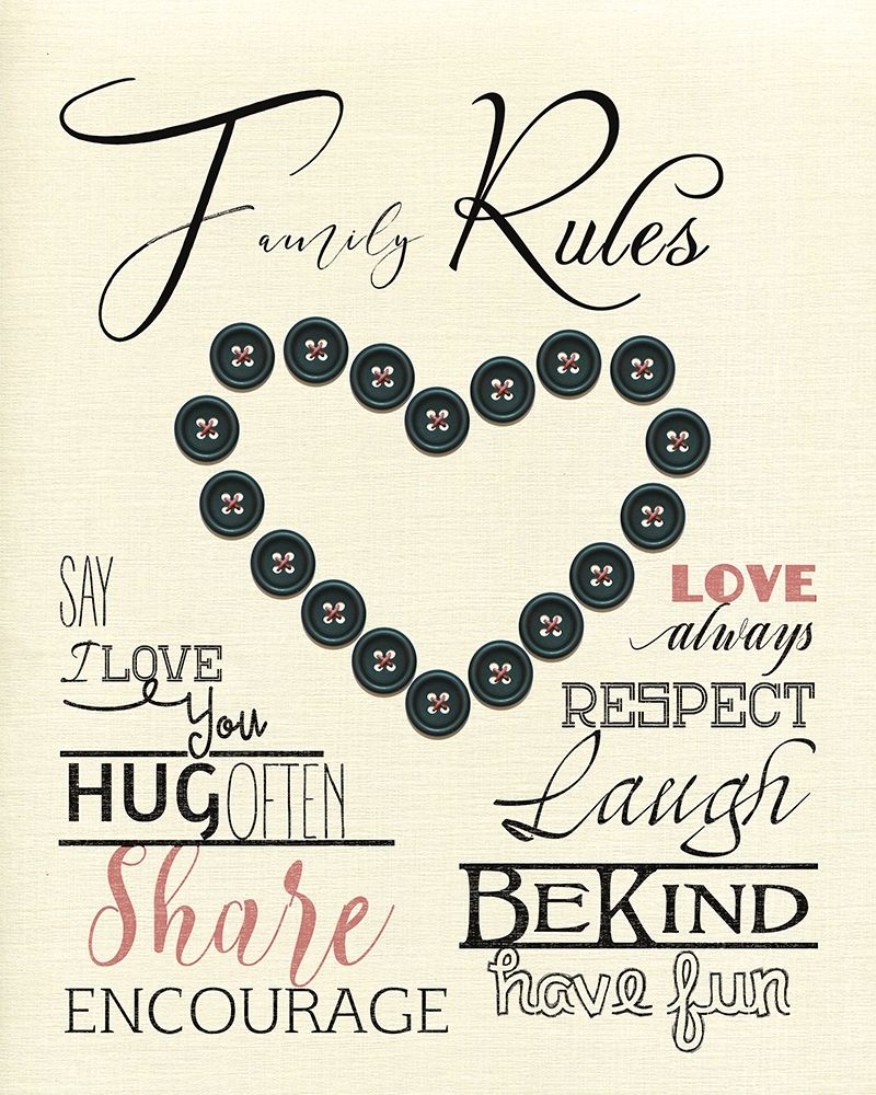 Family Rules Buttons art print by Daniela Santiago for $57.95 CAD